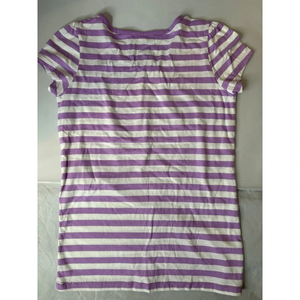 Children's Place Striped Top Lilac Mist Short Sleeve Shirt Kids Size L‎